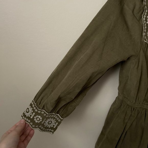 NWT Madewell Petite Embroidered Corduroy Square-Neck Mini Dress - Picture 7 of 10